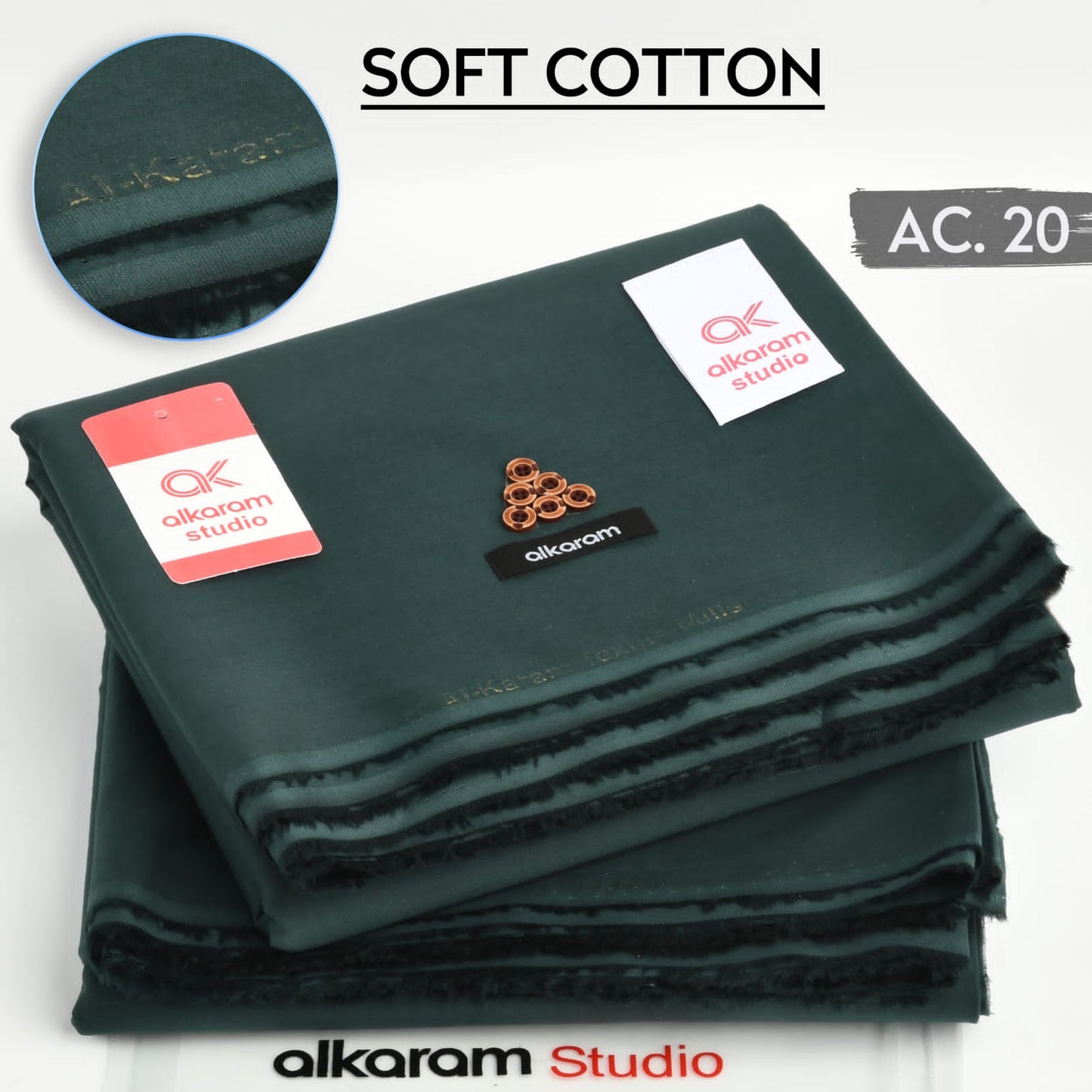 Dark-Green Color Soft Cotton By Al-Karam