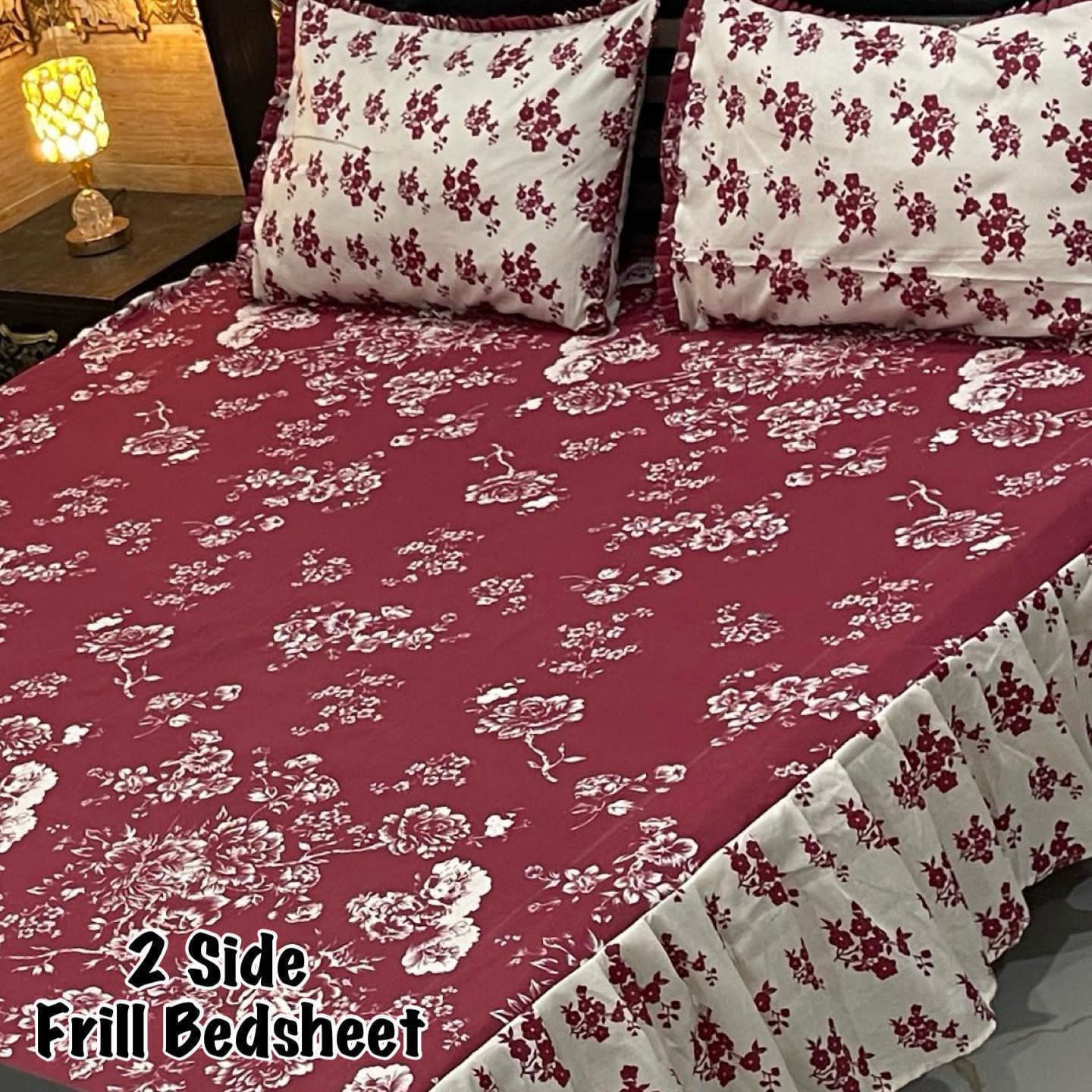 3Pc Stitched 2 Sided Frill Bedsheets