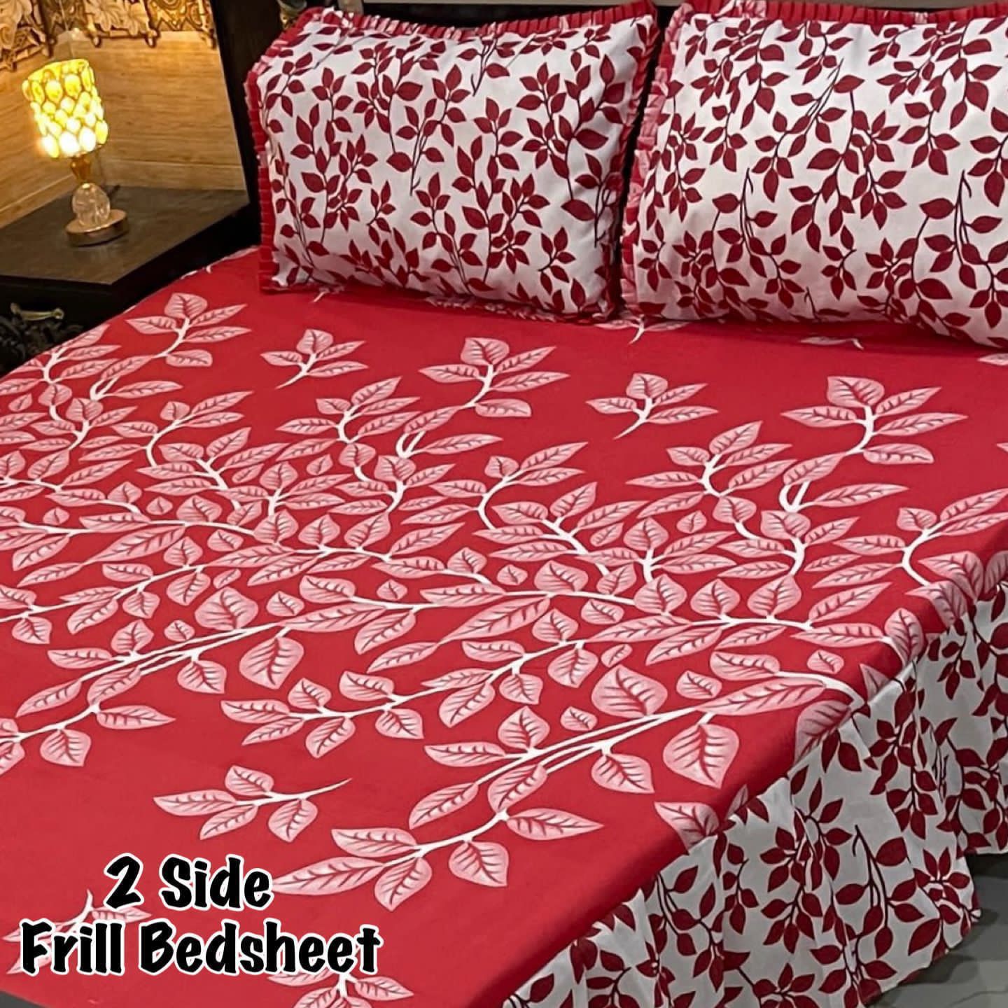 3Pc Stitched 2 Sided Frill Bedsheets