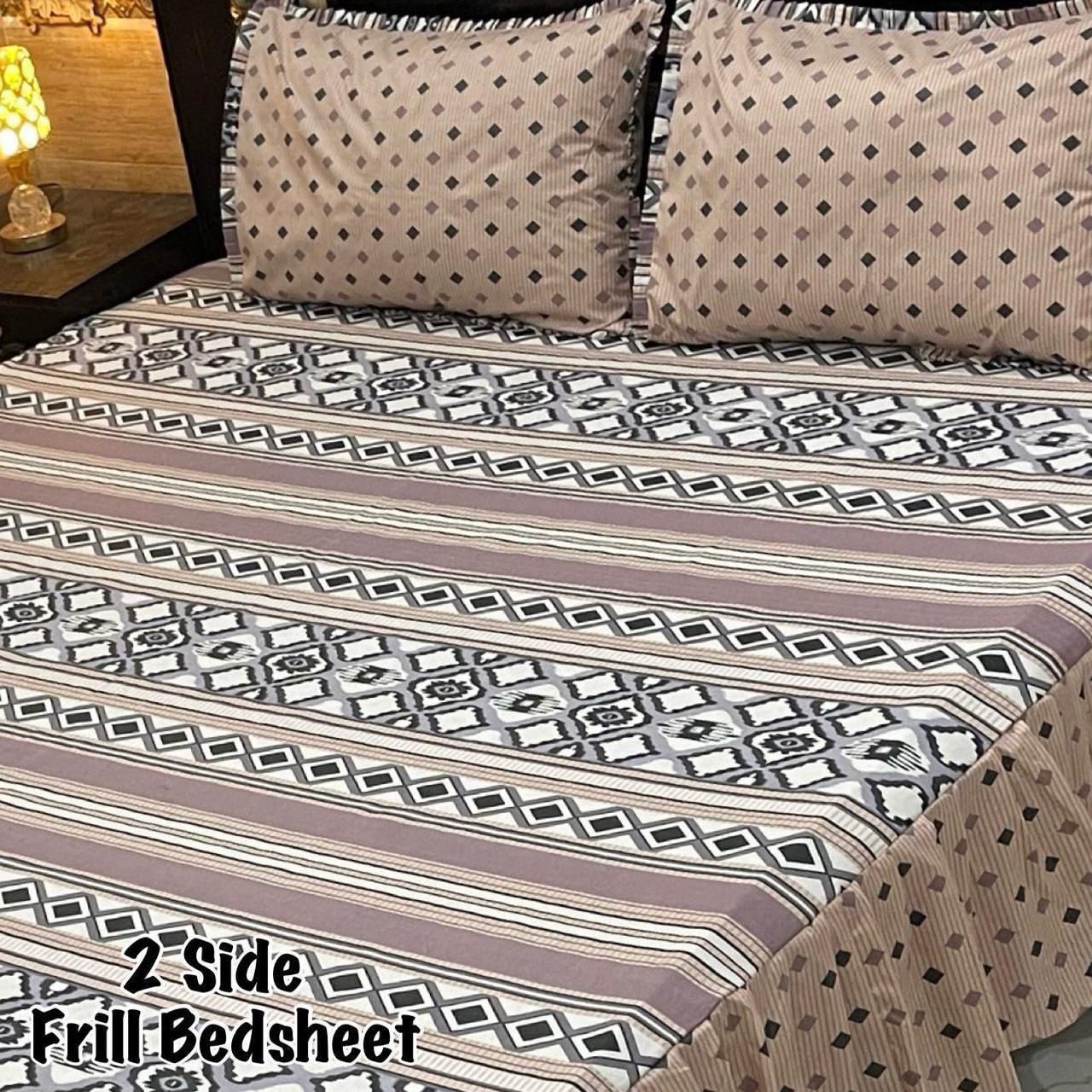 3Pc Stitched 2 Sided Frill Bedsheets
