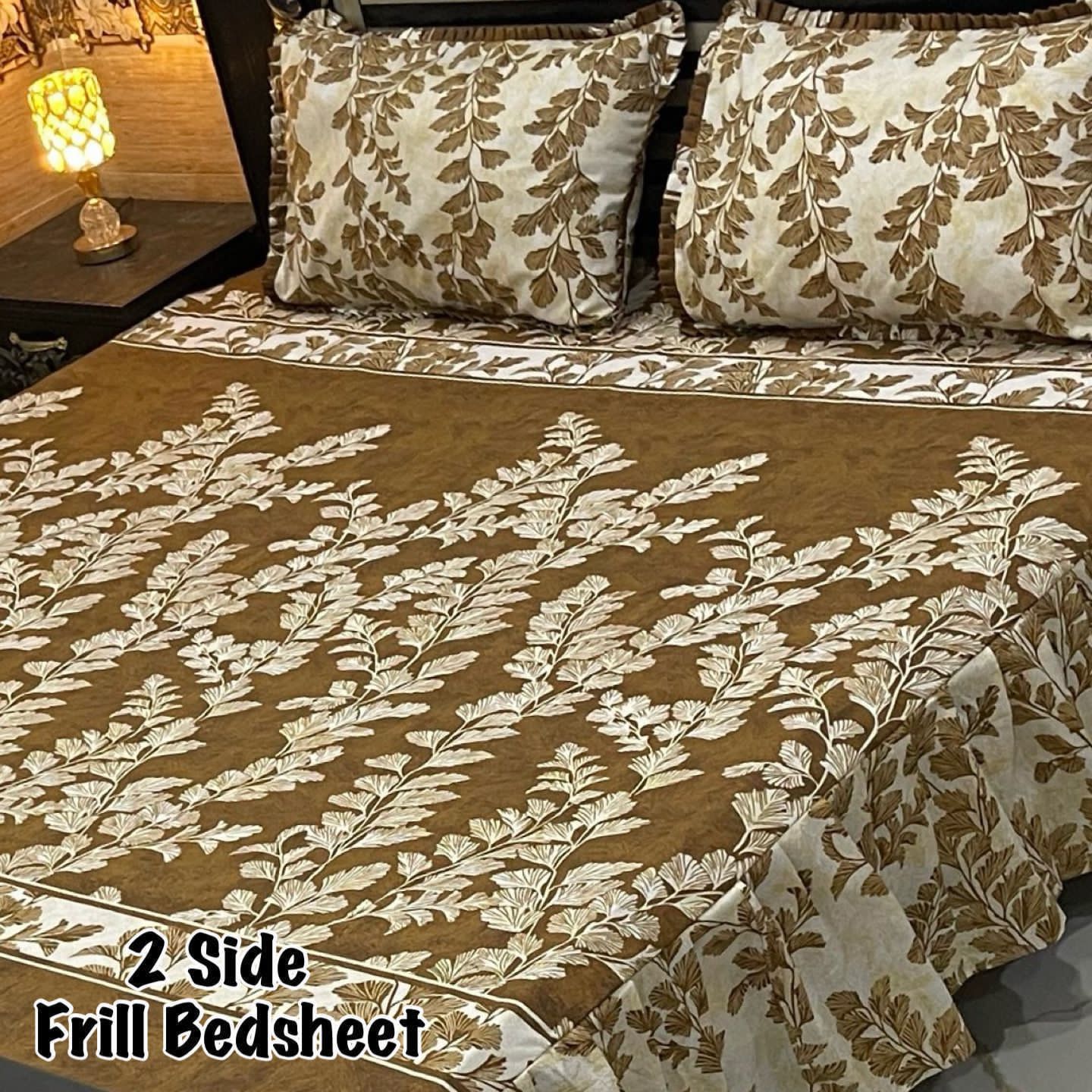 3Pc Stitched 2 Sided Frill Bedsheets