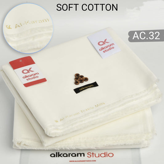 Cream Color Soft Cotton By Al-Karam