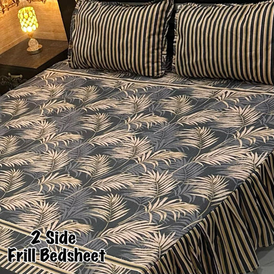 3Pc Stitched 2 Sided Frill Bedsheets