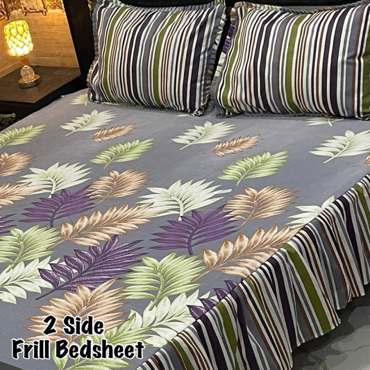 3Pc Stitched 2 Sided Frill Bedsheets