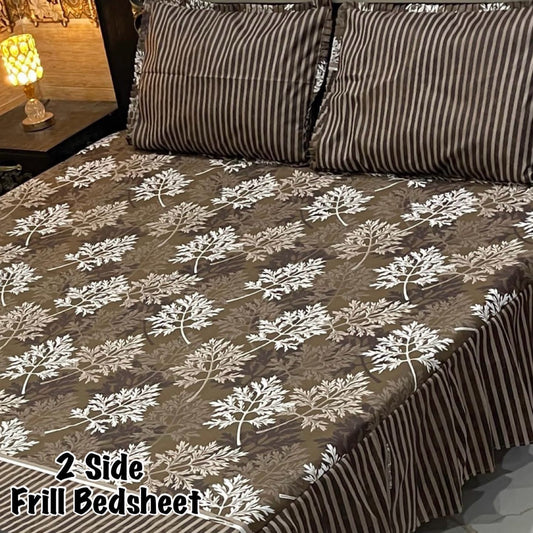 3Pc Stitched 2 Sided Frill Bedsheets