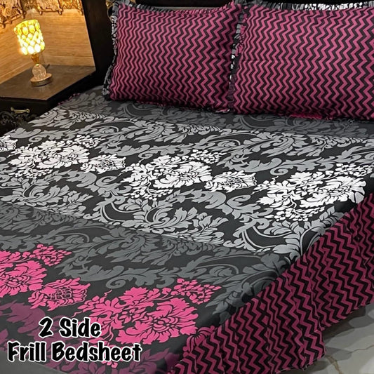 3Pc Stitched 2 Sided Frill Bedsheets