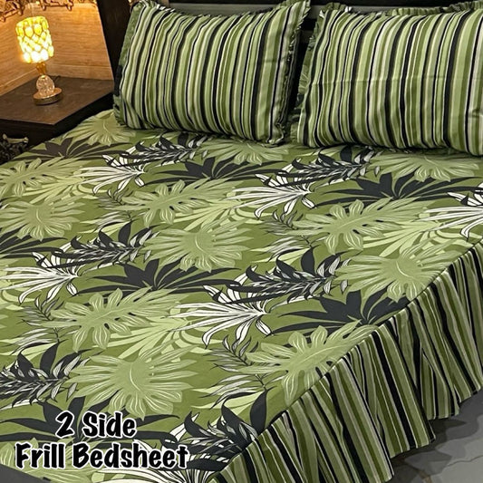 3Pc Stitched 2 Sided Frill Bedsheets