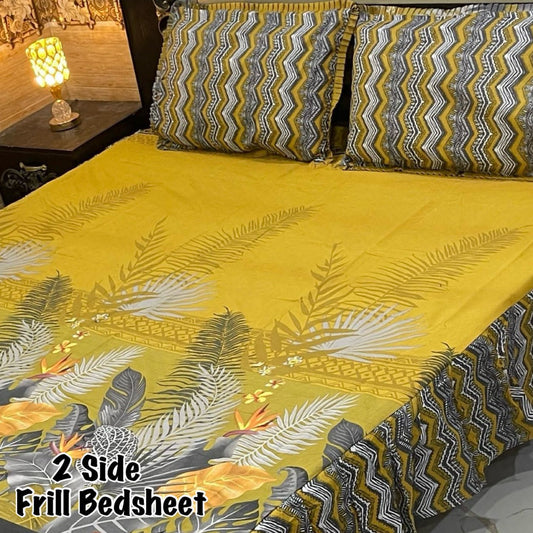 3Pc Stitched 2 Sided Frill Bedsheets