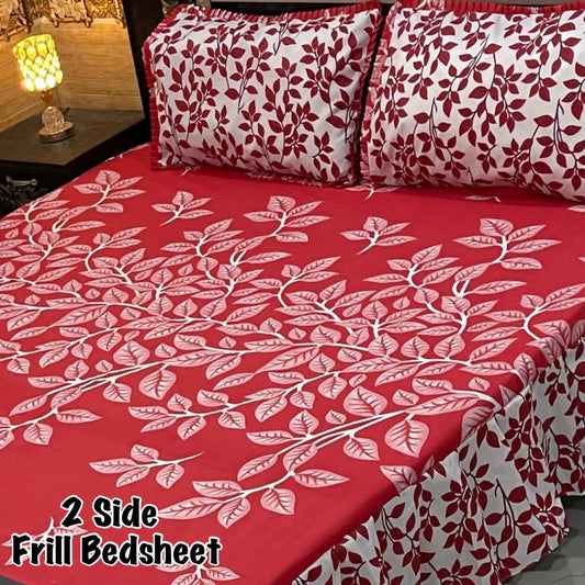 3Pc Stitched 2 Sided Frill Bedsheets