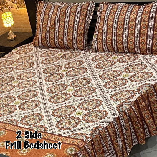 3Pc Stitched 2 Sided Frill Bedsheets