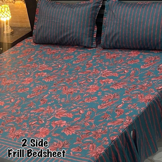 3Pc Stitched 2 Sided Frill Bedsheets