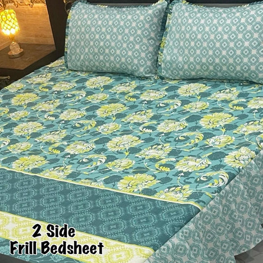 3Pc Stitched 2 Sided Frill Bedsheets