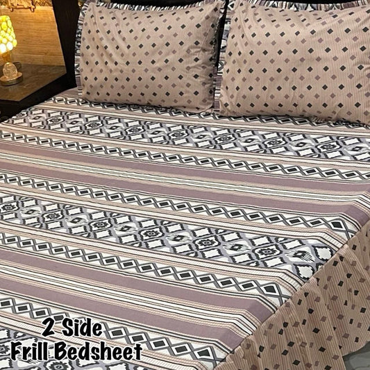 3Pc Stitched 2 Sided Frill Bedsheets