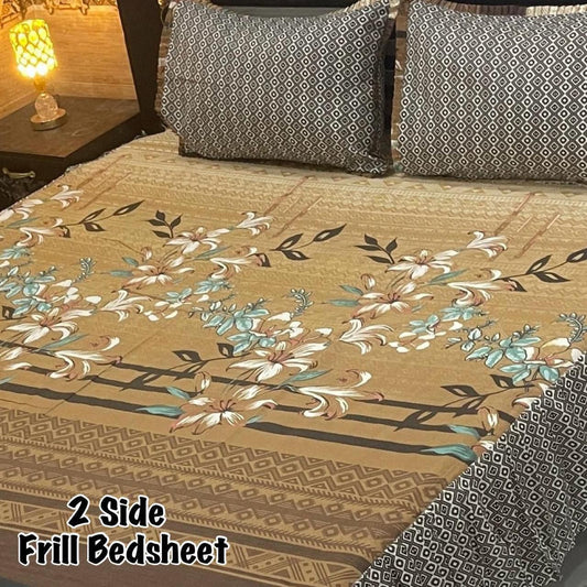 3Pc Stitched 2 Sided Frill Bedsheets