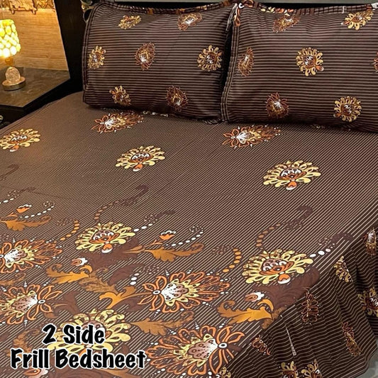 3Pc Stitched 2 Sided Frill Bedsheets