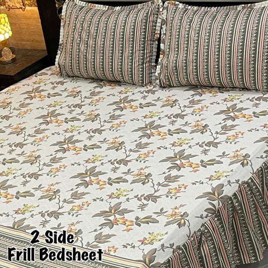 3Pc Stitched 2 Sided Frill Bedsheets