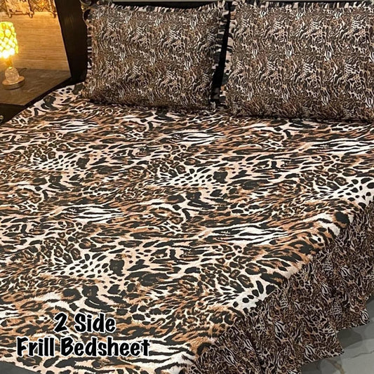 3Pc Stitched 2 Sided Frill Bedsheets