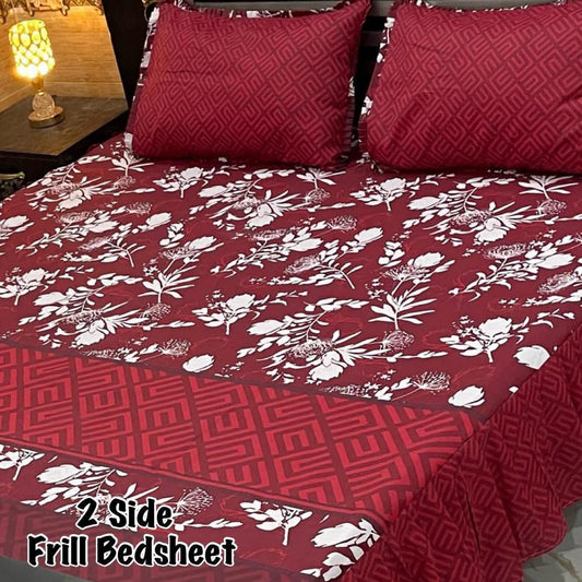 3Pc Stitched 2 Sided Frill Bedsheets