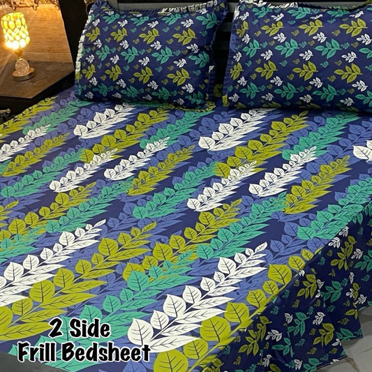 3Pc Stitched 2 Sided Frill Bedsheets