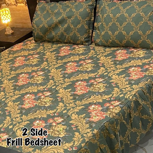 3Pc Stitched 2 Sided Frill Bedsheets